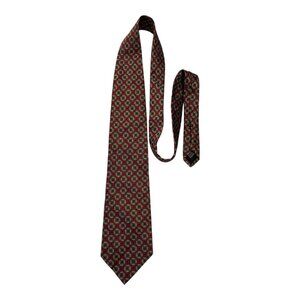 Vintage Kenneth Cole Collection Men’s Silk Tie – Red Yellow Geometric Pattern, M